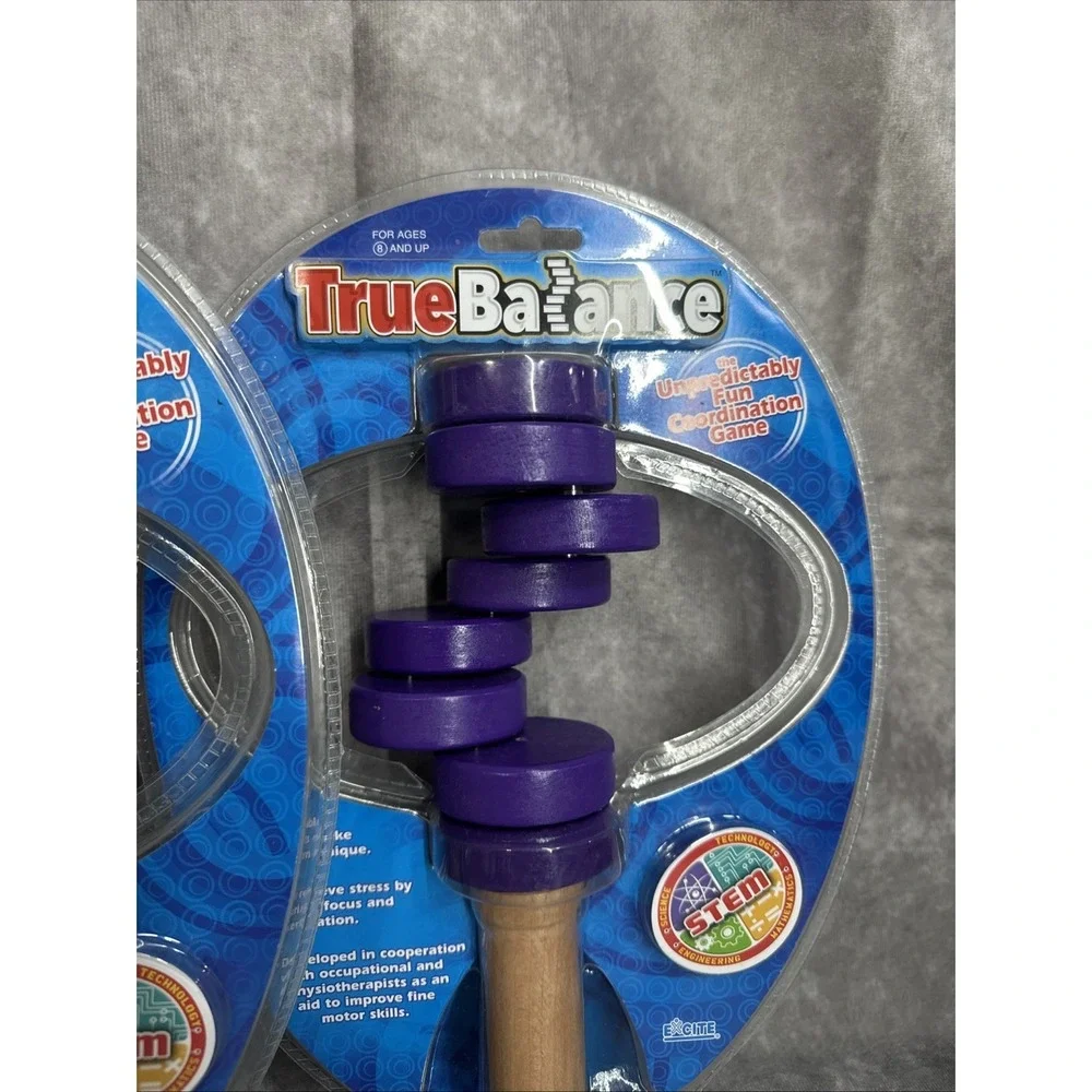True‎ Balance Handheld Wooden Toy Game by Excite STEM Coordination Purple SEALED
